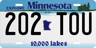 MN license plate 202TOU