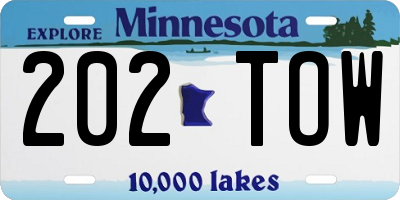 MN license plate 202TOW