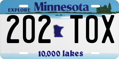 MN license plate 202TOX