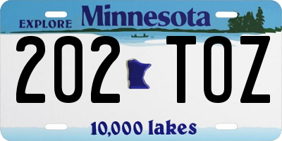 MN license plate 202TOZ