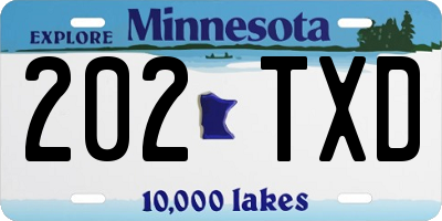 MN license plate 202TXD