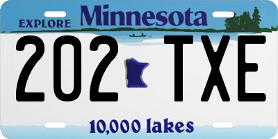 MN license plate 202TXE