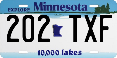 MN license plate 202TXF