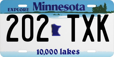 MN license plate 202TXK