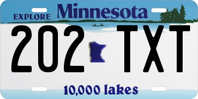 MN license plate 202TXT