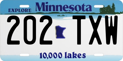 MN license plate 202TXW