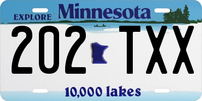 MN license plate 202TXX