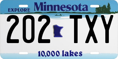 MN license plate 202TXY