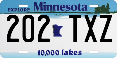 MN license plate 202TXZ