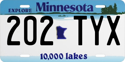 MN license plate 202TYX