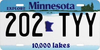MN license plate 202TYY