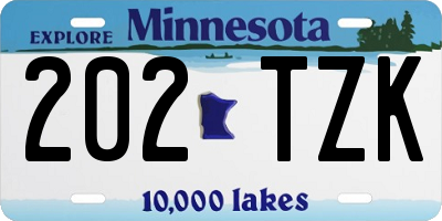 MN license plate 202TZK