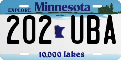 MN license plate 202UBA