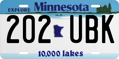 MN license plate 202UBK