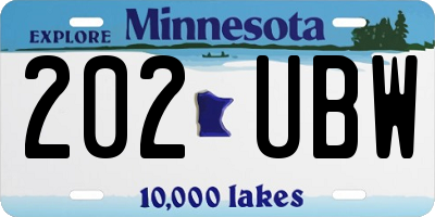 MN license plate 202UBW