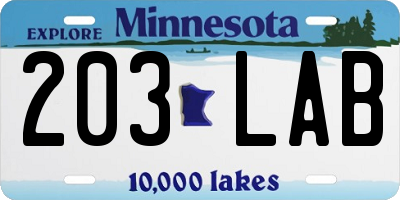 MN license plate 203LAB