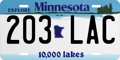 MN license plate 203LAC