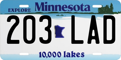 MN license plate 203LAD