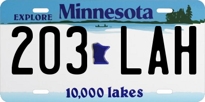 MN license plate 203LAH