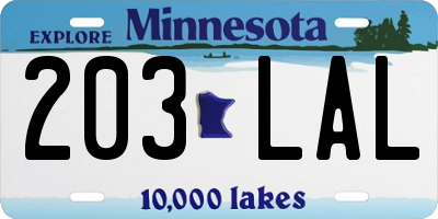 MN license plate 203LAL