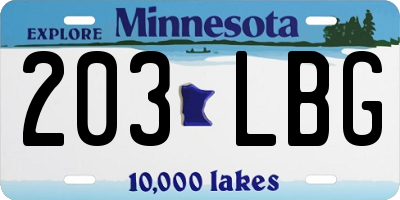 MN license plate 203LBG