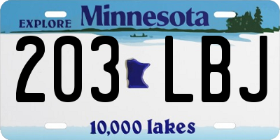 MN license plate 203LBJ