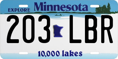 MN license plate 203LBR