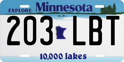 MN license plate 203LBT