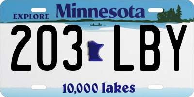 MN license plate 203LBY