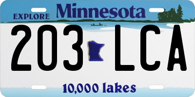 MN license plate 203LCA