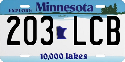MN license plate 203LCB