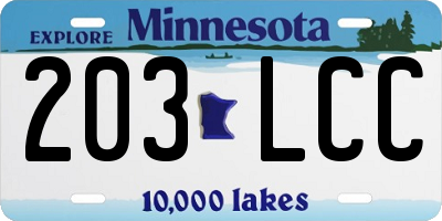MN license plate 203LCC