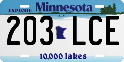 MN license plate 203LCE