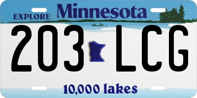 MN license plate 203LCG