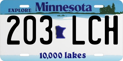 MN license plate 203LCH