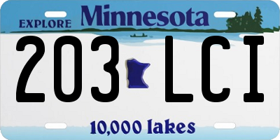 MN license plate 203LCI