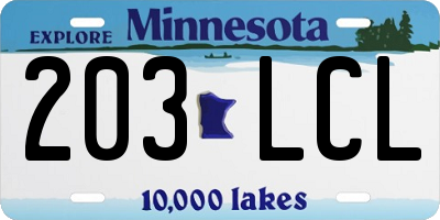 MN license plate 203LCL