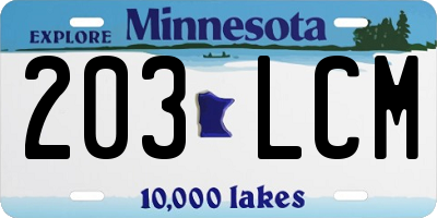 MN license plate 203LCM