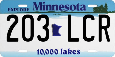 MN license plate 203LCR