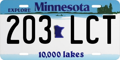 MN license plate 203LCT
