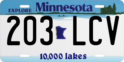 MN license plate 203LCV