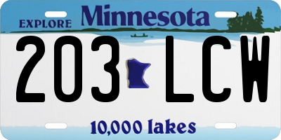 MN license plate 203LCW