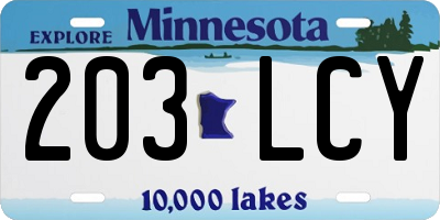 MN license plate 203LCY