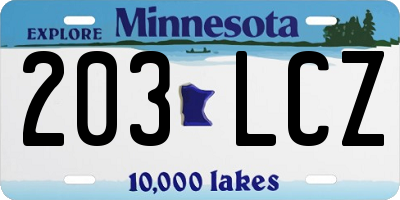 MN license plate 203LCZ