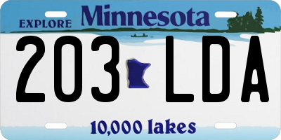 MN license plate 203LDA