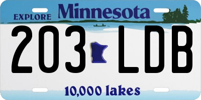 MN license plate 203LDB