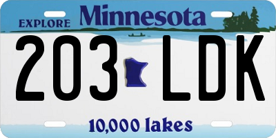 MN license plate 203LDK