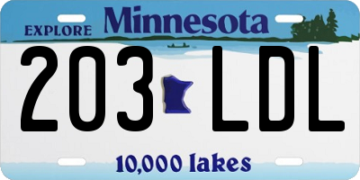 MN license plate 203LDL
