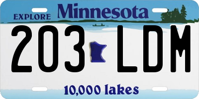 MN license plate 203LDM