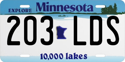 MN license plate 203LDS